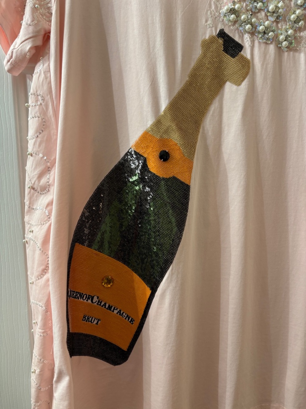 Queen of Sparkles Light Pink Popping Champagne Dresd - Picture 7 of 13